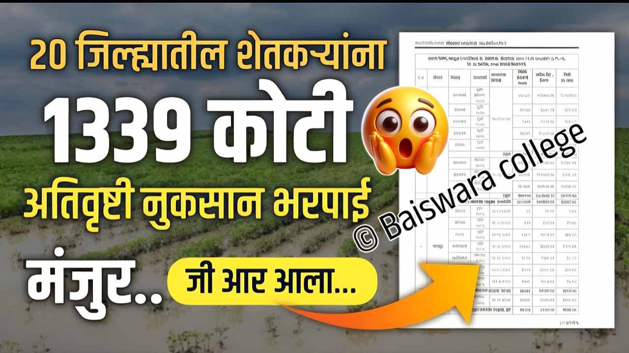 महाराष्ट्रातील २० जिल्ह्यांत 1,339 कोटींची मदत बँक खात्यावर जमा! येथे चेक करा Crop Insurance List