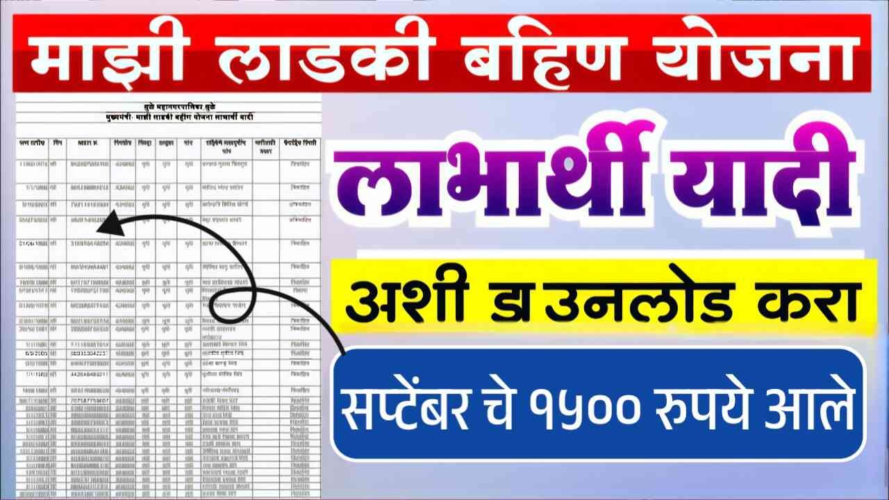 लाडकी बहीण योजना सप्टेंबर हप्ता १५०० रुपये नवीन यादी जाहीर! तुमचे नाव चेक करा Ladki Bahin Yojna List
